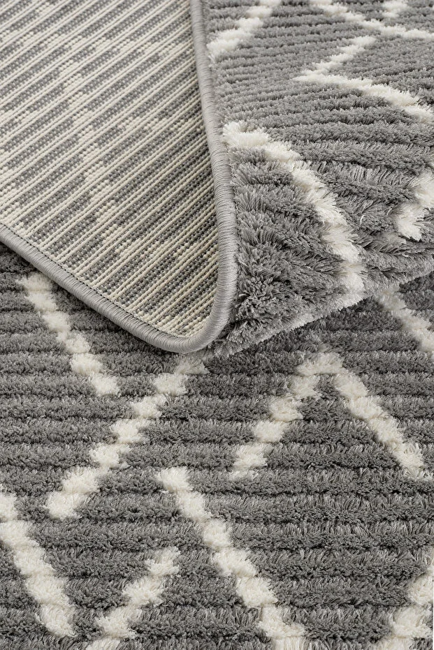 Vetrina 3605 Gri Etnik Desenli Iskandinav Yolluk Antre Hol Koridor Halısı Yatak Odası Halı Yolluk